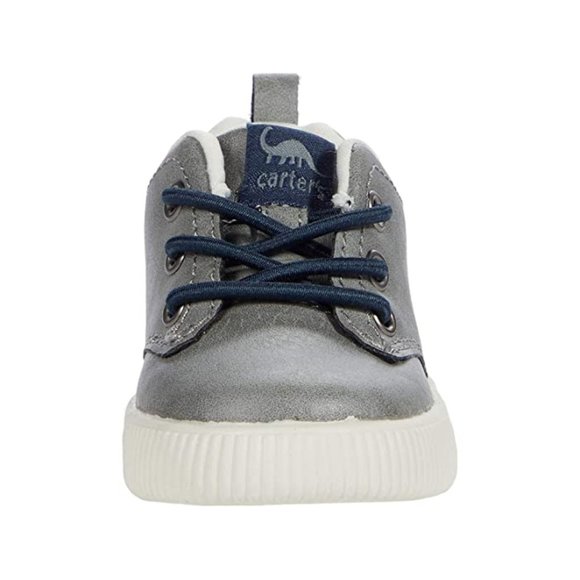 NEW Carter's Kid Alva Dinosaur Grey Navy Colorblock Slip On Sneaker Elastic Lace - Picture 2 of 8